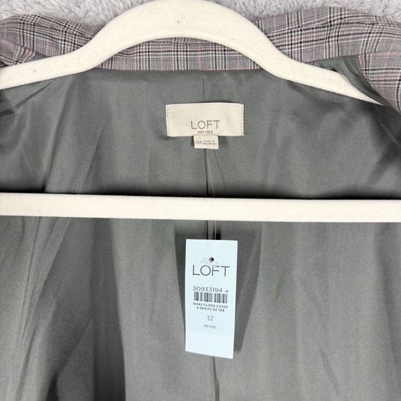 NEW LOFT Versa Plaid Seasonless‎ Stretch Double Breasted Blaze Sz 12 Petite Gray - Picture 8 of 10